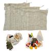 Necavu Set di 6 sacchetti per frigorifero in 100% cotone, sacchetti per verdure naturali ecologiche per frigorifero e borsa a rete per verdure, in rete di cotone ecologico multiuso (naturale)