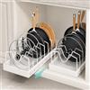 KEXIBO 2 pezzi Porta Coperchi Pentole Scorrevole, porta coperchi pentole salvaspazio, Organizer Padelle con 8 Scomparti Regolabili per Padelle, Coperchi Organizer Cucina, Bianco