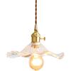 JISHUBO Lampadario nordico di personalità, lampada a sospensione in vetro di ottone a forma di fiore in stile retrò creativo, apparecchi di illuminazione a soffitto con base E27, lampada a sospensione