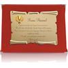 ATS Incisione Targhe & Timbri Targa Pensione con Pergamena in Cofanetto Velluto - Idea Regalo Pensionamento - Targa Celebrativa con Dedica - Ricordo Elegante per Collega, Amico o Familiare (Rosso, Dedica Emotiva)