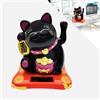 LetCart Maneki Neko, Gatto della Fortuna a Energia Solare, Maneki Neko Fortune Cat, Mini Gatti Ricchezza Accogliente Gatto Tirato, Oggetti per la Casa, Home Display Car Decor (Nero)