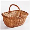 DiKasa Cesto in Vimini Intrecciato a Mano con Manico Basso 37x30x34 cm, Cesto Rettangolare Naturale Rosso in Vimini Spaccato, Cestino Portaoggetti per Casa Cucina e Arredo