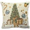 Vionara Home Cuscino Decorativo Natalizio in tessuto Gobelin Piazzato, Cuscino con motivo Natale, Imbottitura siliconata inclusa, 42 x 42 cm, 100% Made in Italy (Albero, Cuscino 42 x 42 cm)