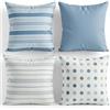 TIN DREAMS FACTORY | Set di 4 Federe per Cuscino 45x45 cm Tonalità di Azzurro Tenue- Sfoderabili e Lavabili - Cuscini Moderni - Made in Spagna - Decorazione per Casa, Letto, Divano, Poltrona