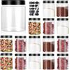 GBACHOOSE 16 barattoli ermetici con coperchio, 500 ml, in plastica trasparente con coperchio, etichette, penna per noci, spezie, pasta, caramelle, verdure