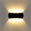 KAWELL 8W Moderno Lampada da Parete LED Applique da Parete Alluminio Lampada da Muro LED Interno Esterno Impermeabile IP65 per Camera da Letto Bagno Portico Corridoio Scale Soggiorno, Nero 3000K