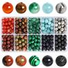SOSMAR 300 Pietre Naturali Perline Tonde 6mm - Agata Rossa, Occhio di Tigre, Malachite, Acquamarina | Per Bracciali, Collane e Gioielli Fai da Te (10 Tipi di Perline in Pietra)
