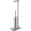 Colombo Design Piantana B9907 con porta rotolo e porta scopino sospeso in ottone Colombo Design Square finitura cromo