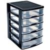 PlasticForte PLASTIC FORTE, Cassettiera da tavolo, Nero, 5 cassetti