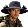Generico Cappello con Ventola a Energia Solare Largacappello Cappello per Unisex per Giardinaggio Alpinismo Pesca all'aperto Campeggio con Ricarica USB e Solari,Dark Gray,One Size