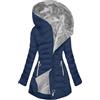 WOWEI Cappotto Invernale da Donna Elegante Cappotto Donna Tinte Unite Manica Lunga Invernale Caldo Trench Giubbotto Giubbino Termica Piumini Antivento Felpa Giacce con Cappuccio (Blu 2, M)