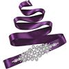 INDKOPVA Cintura da sposa, con strass, per abito da sposa o damigella d'onore, Viola, Regolabile