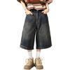 shownicer Pantaloncini Jeans Uomo Pantaloni Corti 3/4 Jorts Estivi Baggy Y2K Vintage Short Denim Skater con Tasche E Blu L