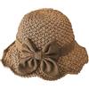 OhMill Cappello da sole da donna, morbido, pieghevole, in paglia, con fiocco, protezione UV, cappello da spiaggia, cachi, Taglia unica