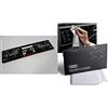 Audi Sport GmbH 3291900100 - Portatarga Originale Sport, 520 x 110 mm, Colore: Nero/Rosso & 80A096325 - Panno per la pulizia dello schermo touch, 30 x 30 cm, colore argento