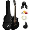 TIGER ACG3-BK Set chitarra acustica per principianti, full size, con custodia, tracolla e corde di ricambio - colore nero