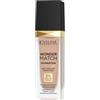 Eveline Cosmetics Wonder Match fondotinta adattivo, coprenza modulabile, finish satinato, formula oil-free con acido ialuronico, acqua termale ed estratto di açaí, 30 ml