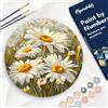 Figured'Art Dipingere con i Numeri su Disco di Legno da 30 cm - Paint by Numbers, Margherite, Passatempo per Adulti, Kit Completo, Hobby Creativi - Quadri fai da te