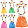 FEPITO 5 Set 25 pezzi Hawaiian Hula Hula Gonne Set Include fiore Leis Collana fascia bracciali Luau Gonne Hawaii Costume tropicale Luau Birthday Party Supplies
