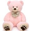 MorisMos Orsacchiotto Gigante di Peluche 120cm, Rosa Orso XXL Morbido con Fiocco Scozzese e Zampe Decorate