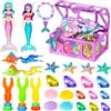 YOUYIKE 30 Pezzi Giocattolo Subacqueo per Bambini, Giocattolo Piscina Sirena con Diamanti Colorati con Scrigno, Alghe, Sirene, Braccialetto per Feste in Piscina, Giochi in Spiaggia, Cacce al Tesoro