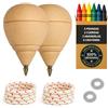 EVERGIFT Trottola in legno per bambini, confezione da 2 pezzi + 6 cere colorate + 2 rondelle | fatto a mano in Spagna con punta a penna.