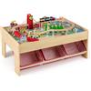 LIFEZEAL Set di ferrovia in legno per bambini, tavolo da gioco con scatola portaoggetti, tavolo da attività multifunzione con veicoli, binari e accessori, tavolo da costruzione per ragazzi e ragazze