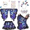 Aragallant Costume Farfalla Bambina, Mantello Ali Farfalla con Gonna Maschera Cerchietto Tatuaggi, Carnevale Costume Bambina, Costume Fata per Festa Cosplay (C, 6PCS)