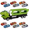 Generico Camion da trasporto per auto con dinosauri, giocattolo per camion con dinosauri - Giocattoli per bambini Giocattoli per camion con pista scorrevole | Camion da trasporto di con 12 macchinine