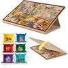 Jigpal Tavola per puzzle inclinabile con supporto 2 in 1 e coperchio, tavolo portaoggetti leggero in feltro con 3 angoli regolabili, 6 vassoi di ordinamento per puzzle fino a 1000 pezzi