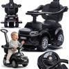 sun baby Auto a spinta per bambini 4in1, scivolo a partire da 1 anni, con clacson e musica, spazio per riporre i bagagli sotto il sedile (Nero)