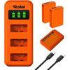 Rollei LP-E17 - Set di 3 batterie e caricabatterie, ricarica rapida a 3 volte, con connettore USB-C, 100% compatibile con Canon EOS RP/R50/R8/R10/77D/750D, Rebel T8i, T7i, T6i, SL2, SL3, Powershot V1