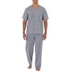 Fruit of the Loom Broadcloth-Set Pigiama con Maniche Corte e Pantaloni Lunghi, Blu Navy/Bianco a Quadretti, M Uomo