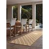 Ted Baker Tappeto in tessuto piatto Terrick - Tappeto piatto per soggiorno, facile da pulire, moderno, motivo zigzag, per soggiorno, terrazza, sala da pranzo, balcone - bianco ocra, 80 x 200 cm