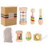 Warmforwel Set da gioco sonaglio per bambini dai 3 agli 8 anni | bastone da pioggia ispirato ai Montessori, maracas, caleidoscopio e altro ancora | giocattolo in legno naturale per bambini con bordi arrotondati