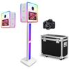JIAQINMOTD Set di 2 mini PC con doppio touch screen da 15,6 pollici, mini PC, portatile con custodia da volo e luce RGB, per eventi a noleggio e feste di nozze (bianco, cabina fotografica + fotocamera)