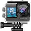 Somikon 6K Actioncam DV-950.WiFi con 2 display a colori, Wi‑Fi, stabilizzazione EIS, custodia subacquea