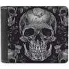 VstaDank Portafoglio bifold con teschio scheletro per donne uomini portafoglio in pelle PU morbida sottile minimalista tasca frontale porta carte di lavoro