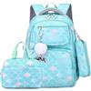 FANDARE 3 in 1 Zaino Scuola per Ragazze Zaino per bambini Zaini Casual Zaini scuola Borse da scuola Zaino Casual con pranzo al sacco & Astuccio Borse Zainetto per Ragazzi Studenti Zainetto Verde