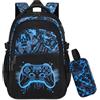 Byitin Zaino Scuola Elementare Fluorescente per Bambino, Zaino Scolastico Ragazzo Grande Capacità con Porta USB e Astuccio, Impermeabile Multiscomparto per Scuola Media