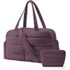 BAGSMART Borsa da viaggio sportiva da donna, 31 l, impermeabile, per il weekender trapuntata, per laptop, con borsa per cosmetici, borsa per clinica, nascita, palestra, fitness, lavoro, viola cremisi