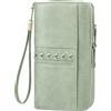 FALAN MULE Portafoglio da Donna Grande, Portamonete Vintage in Pelle per Donna Portafogli con Protezione RFID Portafoglio con Scomparti per Carte e Tasca per Cellulare