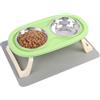 Lollanda Ciotola per gatti sollevata, 2 pz Set Ciotola per alimenti per gatti acciaio inossidabile 304, Ciotole per gatti con supporto regolabile e ciotola Pad Silicone (Grün)