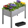Yaheetech Fioriera/Aiuola Rialzata Orto Rialzato Balcone Giardino in Legno Grande 120 x 51 x 77 cm per Piante, Lettino da Giardino Esterno Giardinaggio Grigio