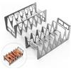Delixike Spareribs, supporto per cosce di pollo, accessorio per barbecue in acciaio inox, facile da grigliare indirettamente, griglia multifunzione per uomini e anche un buon regalo (set da 2, argento