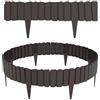 NAIZY Recinzione per prato, 8 pezzi in plastica, 4,6 m, con aspetto in legno, pali con punte da 10 cm, recinzione per aiuole con connessione rapida, delimitazione per giardino, decorazione per il