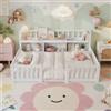 OLIVIBED Letto a terra per bambini 90x200 cm, letto Montessori con protezione anticaduta e libreria, letto singolo in legno con porta per bambini, per bambini e bambine, altezza di ingresso bassa