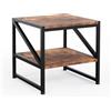 CAIYUN Tavolino da salotto 50 x 50 cm, tavolino da caffè con 2 ripiani, portata fino a 90 kg, design industriale, con struttura in metallo, versatile, mini supporto per frigorifero, supporto per acquario