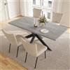 JIEXI Set di Tavoli da Pranzo per 4-6 Persone, Tavolo da Pranzo Allungabile, Moderno Tavolo in MDF Grigio, Adatto per Soggiorno, Cucina, Riunioni