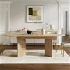 HOXINBLY Tavolo da pranzo telescopico 140-180x90 cm, Tavolo in stile semplice con angoli arrotondati e piano del tavolo ispessito, tavolo da balcone Per soggiornoe sala da pranzo, Rovere